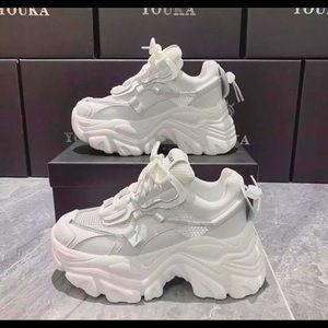 YOUKA Platform Sneakers White Vulcanize 8cm!
